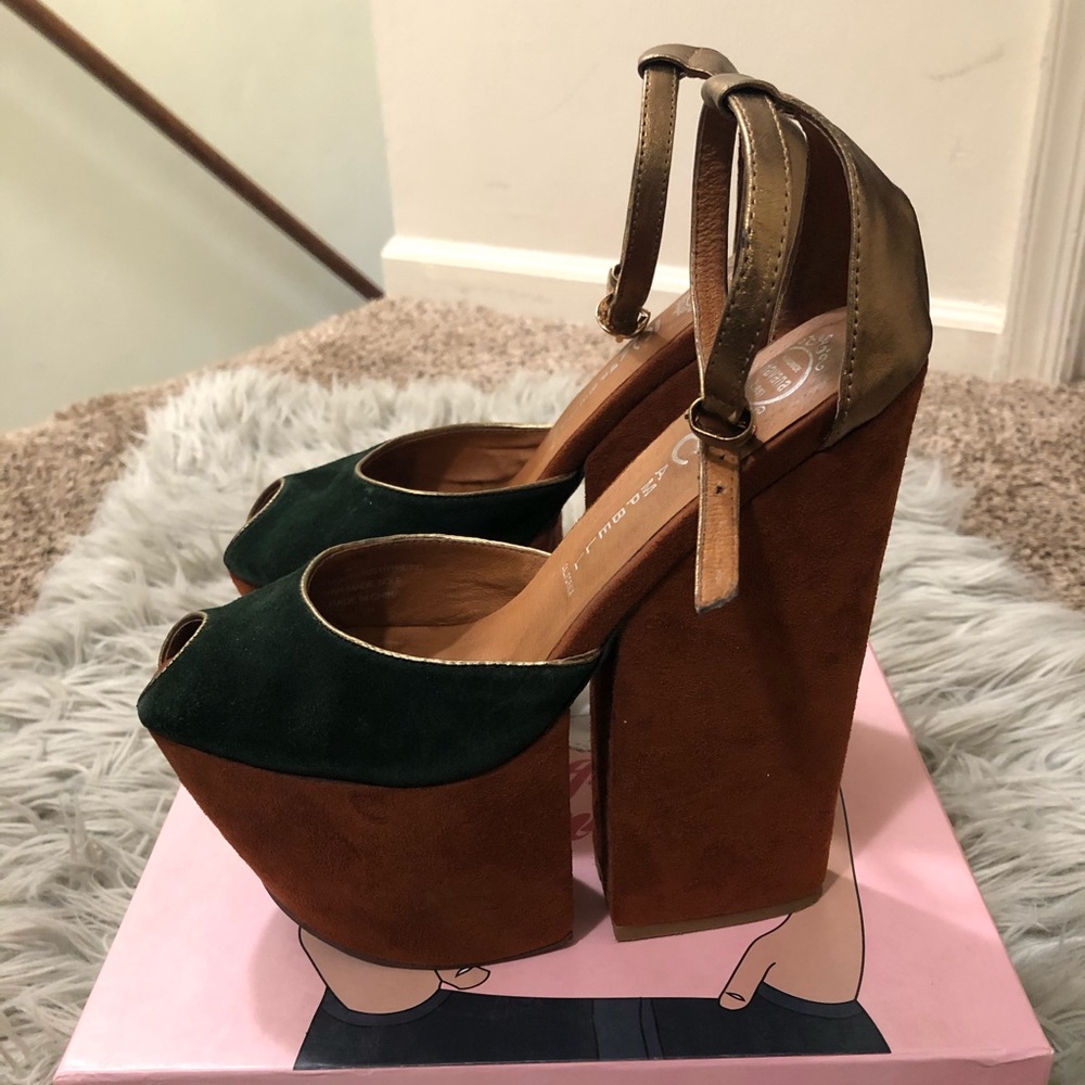 Jeffrey Campbell 4Evz Dark Green/Tan Suede